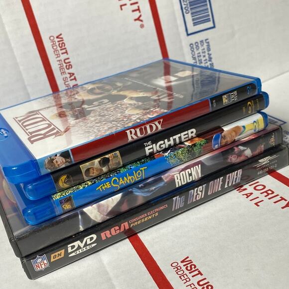 Sports Movie Bundle Lot of 5 Superbowl Rocky Rudy Fighter Sandlot DVD BLU RAY - Picture 4 of 4